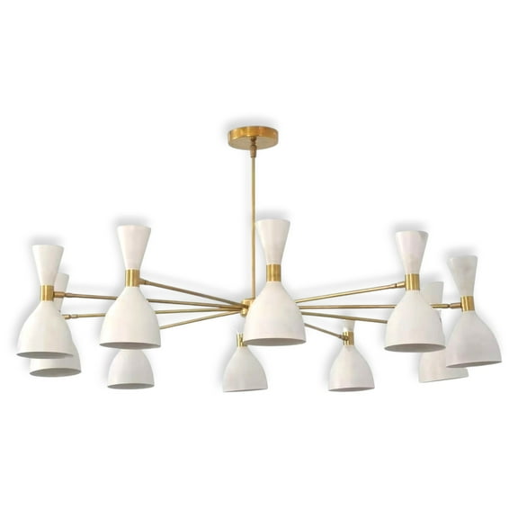 Mid Century 10 Arm 20 Lights Sputnik Chandelier Raw Brass Modern Ceiling Fixture