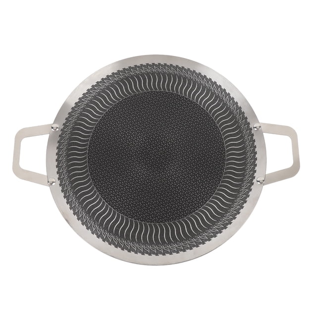 Poêle Barbecue Ronde Antiadhésive en Acier Inoxydable, Gril/gril Résistant à la Chaleur avec Répartition Uniforme Rapide de la Chaleur pour la Cuisson