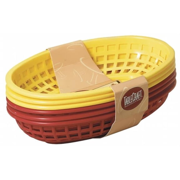 Tablecraft  6 Piece 9 in. Assorted Red & Yellow Sandwich & Fry Basket Set
