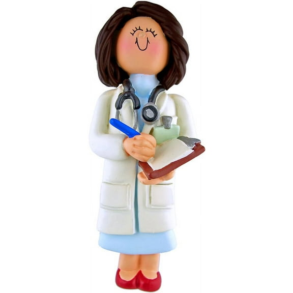 Doctor Female Brown Personalized  Christmas Ornament DO-IT-YOURSELF