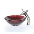 thumbnail image 2 of KRAUS Irruption Glass Vessel Sink in Red with Single Hole Single-Handle Waterfall Faucet in Satin Nickel, 2 of 3