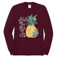 thumbnail image 2 of Wild Bobby, Pineapple Stand Tall Wear Crown And Stay Sweet Inside Arty Inspirational Pop Culture Mens Long Sleeve Shirt, Maroon, Large, 2 of 3