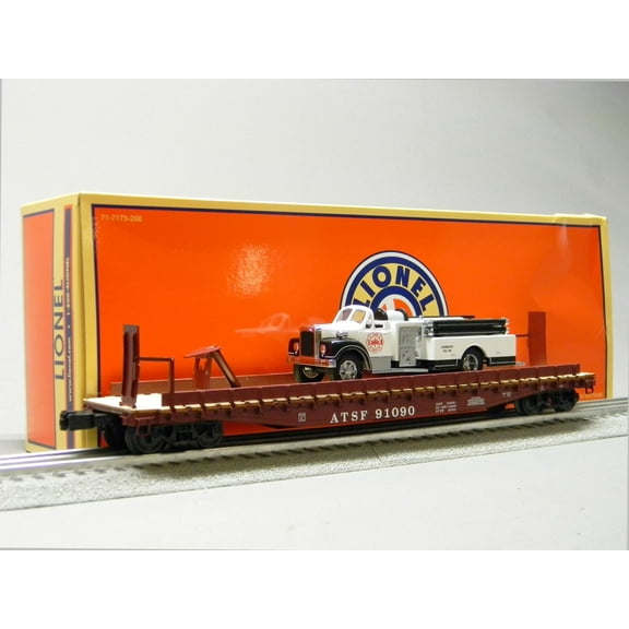 LIONEL SANTA FE 50' FLAT CAR w/ FIRE TRUCK #91090 O GAUGE 2226270