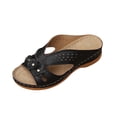 thumbnail image 3 of Zefriona Women's Casual Wedge Sandals Slip On Open Toe Floral Decorative Summer Beach Slides Black Size 5.5, 3 of 10