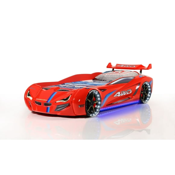 MVN1 FULLTIME Race Car Bed with LED Lights & Sound FX, Unique Children's Bed, Kids Bedroom Furniture