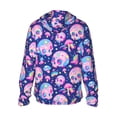 thumbnail image 2 of Goofa colorful Skull mushroom rainbow Printed Women's UPF 50+ Sun Protection Hoodie Jacket Lightweight Long Sleeve Sun Shirt for Women with Pocket Hiking Outdoor-Small, 2 of 9