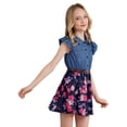 thumbnail image 4 of MSemis Robe d'Été Décontractée à Volants à Manches Courtes pour Filles, Hauts en Denim, Robe en Jean, Jupe Fleurie, Robe de Plage pour Fête, Bleu Marine 14, 4 of 7
