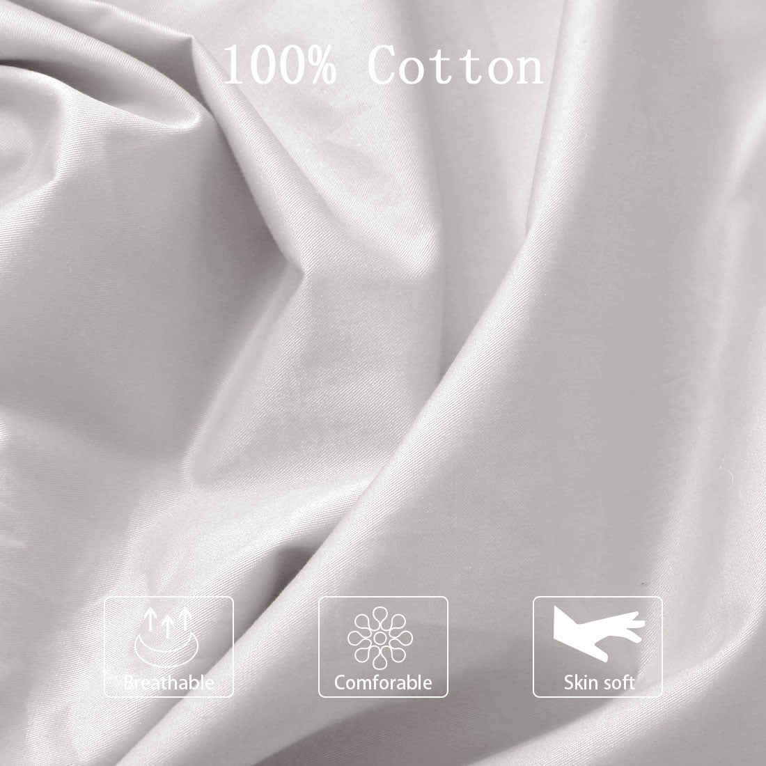 Unique Bargains Pillowcases 2 Pack 100% Cotton Body Pillow Covers Silver Gray 20" x 60"