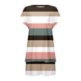 thumbnail image 5 of Arlun Fashion Striped Two Piece Sets for Women Summer Round Neck Short Sleeve Top Matching Loose Drawstring Shorts Casual Sweatsuit Breathable Soft Comfy Daily Outfits Black L, 5 of 5