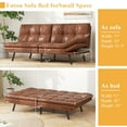 thumbnail image 4 of Yangming Sofa Bed, Convertible Couch with Adjustable Backrest and Armrests for Study, Apartment, Office and Dorm, Brown, 4 of 7