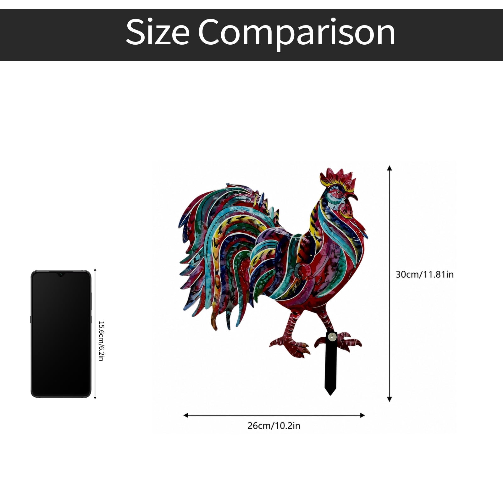 Metal Rooster Garden Statue Outdoor Decor, Yard Art Chicken Decoration for Home Patio Lawn Backyard, Rustic Farmhouse Kitchen Accent
