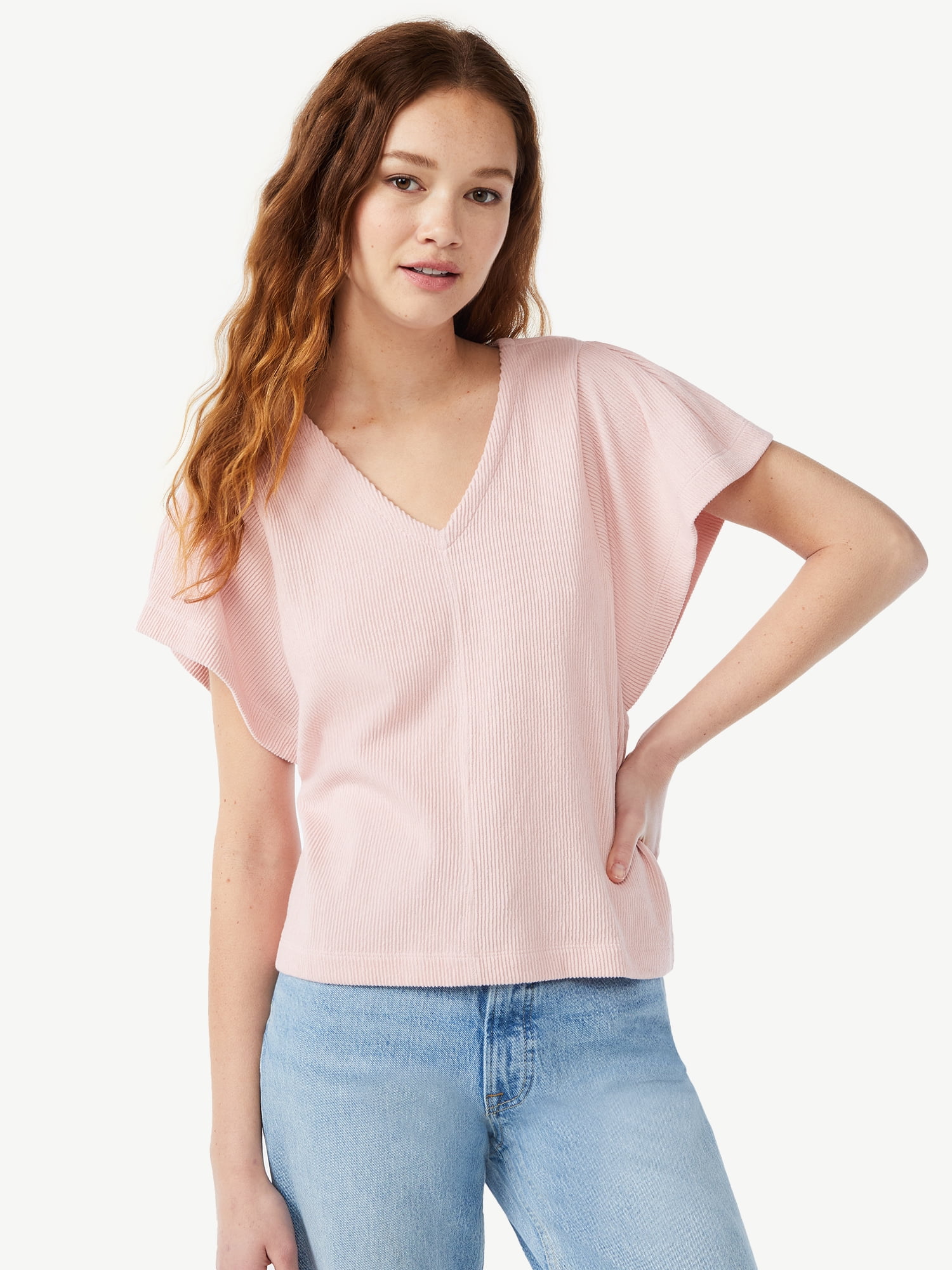 Free Assembly Women's Flounce Sleeve Top