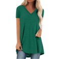 thumbnail image 2 of Sweet Home Farm V Neck T Shirts for Women Summer Tops Plus Size Short Sleeve High Casual Tunic To Wear With Leggings Short Sleeve Shirts for Women Green, 2 of 5