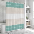 thumbnail image 6 of Turquoise Beige Stripe Small Stall Shower Curtain, Waterproof Shower Curtains for Bathroom, Modern Art Horizontal Striped Washable Fabric Cloth Bath Curtain for Bathtub with Hooks 36x72 Inches, 6 of 6