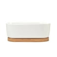 thumbnail image 2 of SeekLGT Ceramic Planter Rectangular Flower Pot with Drainage Hole and Tray White Handmade Indoor Outdoor Plant Pot for Desk Shelf Living Room Decor, 2 of 3