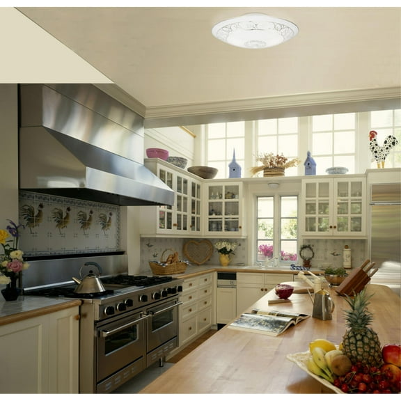 Westinghouse 6620600 Two-Light Semi-Flush-Mount Interior Ceiling Fixture, White Finish with White Scroll Design Glass