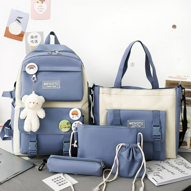 Set 5 Mochila Bolsas Escolar Estudiante Lapicera Tote Lona