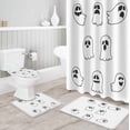 thumbnail image 3 of FMSHPON Halloween Decorations 4 Piece Bathroom Set Shower Curtain Bath Rug Contour Mat and Toilet Lid Cover, 3 of 7