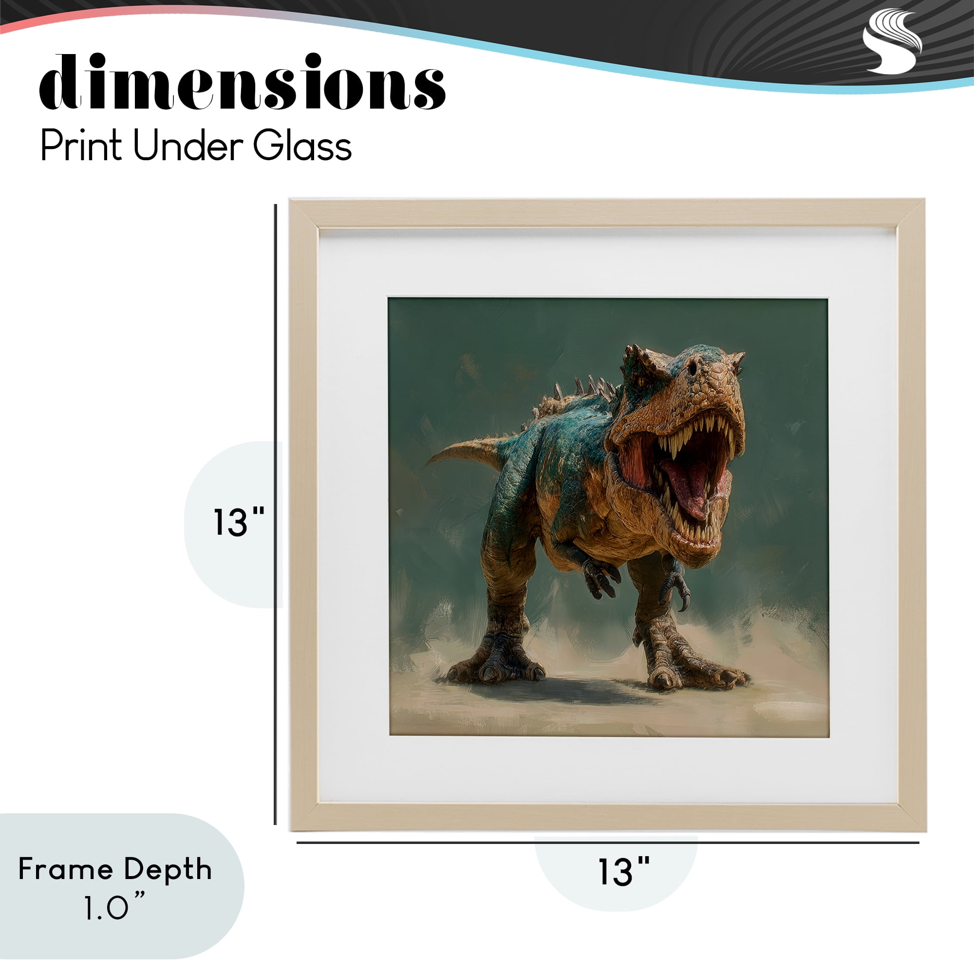 Stupell Industries Roaring T-Rex in Green Birch Framed Print Under Glass, design by Wumples