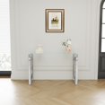 thumbnail image 3 of GZXS 47" Console Table with Clear Tempered Glass Top and Silver Stainless Steel Legs, Narrow Entryway Table for Home Decor, 3 of 7