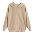 thumbnail image 4 of FASHOFT Zip Up Hoodies for Girls Loose Fit Long Sleeve Hooded Sweatshirts Lightweight Track Jackets Khaki 13-15 Years, 4 of 4