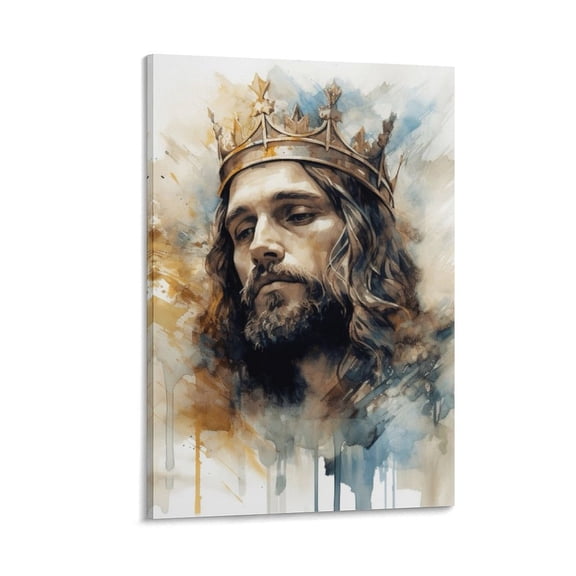 Jesus Christ Wall Art Jesus Wearing Crown Poster Watercolor Vintage Print Picture Print Wall Art Poster Painting Canvas Posters Artworks Gift Room Aesthetic 12x18inch(30x45cm)