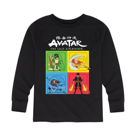 Avatar - The Last Airbender - Four Elements Square - Youth Long Sleeve Graphic T-Shirt