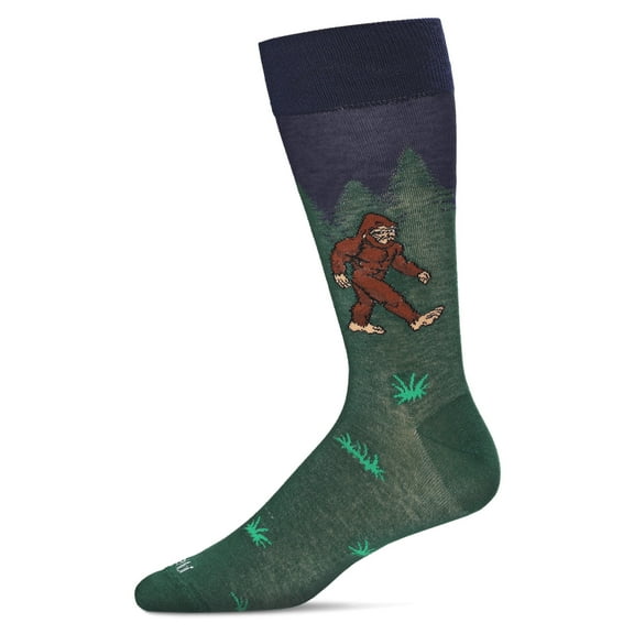 MeMoi Men's Bigfoot is Real Bamboo Blend Novelty Crew Sock - Mens - Male, 10-13, Navy