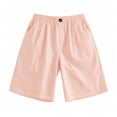 thumbnail image 6 of ITSAME Shorts for Girls, Striped Print Cotton Linen Elastic Waist Summer Casual Fashion Loose Shorts Orange 10T, 6 of 8