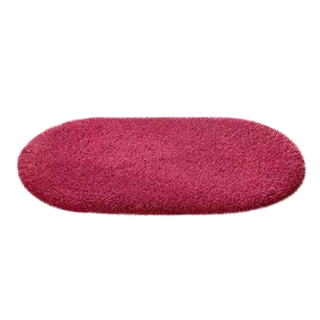 Maplenight Oval Bathroom Rugs Non Slip Washable 35x24in Soft Absorbent Bath Rugs Quick Dry Anti Mold Shower Rug for Bathroom Floor Tub and Shower Red