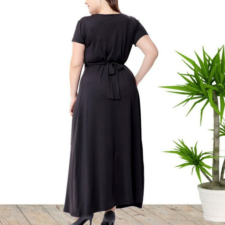knee length dresses for ladies Jupiter Belted Maxi Dress In Black main image 1
