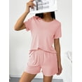 thumbnail image 3 of Ekouaer 2 Packs Womens Pajama Set Short Sleeve Sleepwear Soft Top and Shorts Pjs Casual Outfits Lounge Set with Pockets, 3 of 6