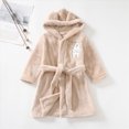 thumbnail image 5 of HFHAPW Boys Girls Robes Kids Toddler Flannel Hooded Bathrobe Pajamas Sleepwear 1T 2T 3T 4T 5T 6T 7T 8T(Khaki,2-3 Y), 5 of 7