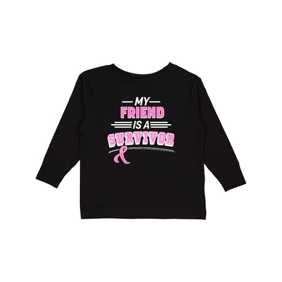 Inktastic My Friend is a Survivor Breast Cancer Awareness Boys or Girls Long Sleeve Toddler T-Shirt
