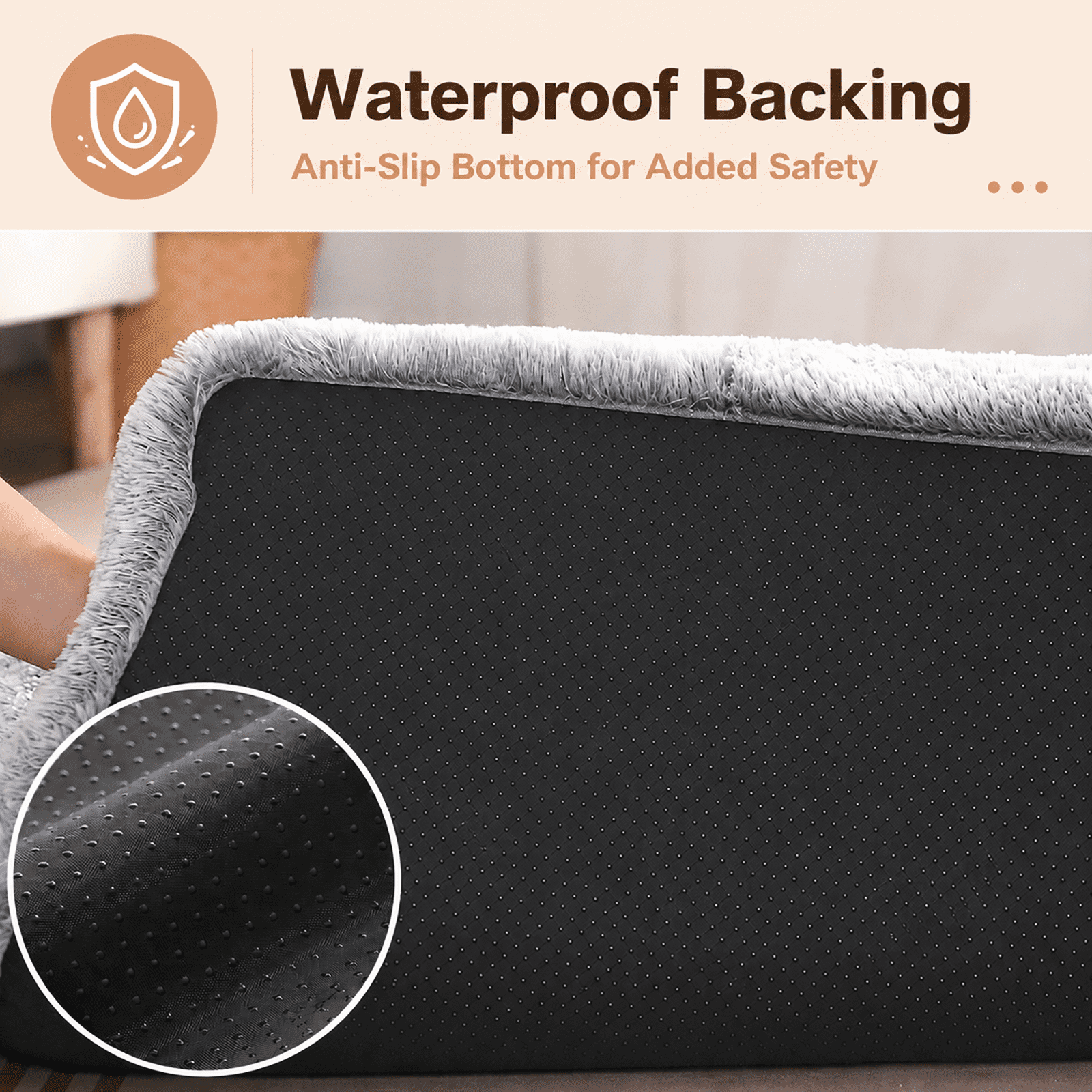 Juyafio Large Plush Dog Pet Bed,Washable Dog mat with Non-Slip Bottom for Large and Medium Dogs, 38"x26" Gray Anti Anxiety Dog Bed