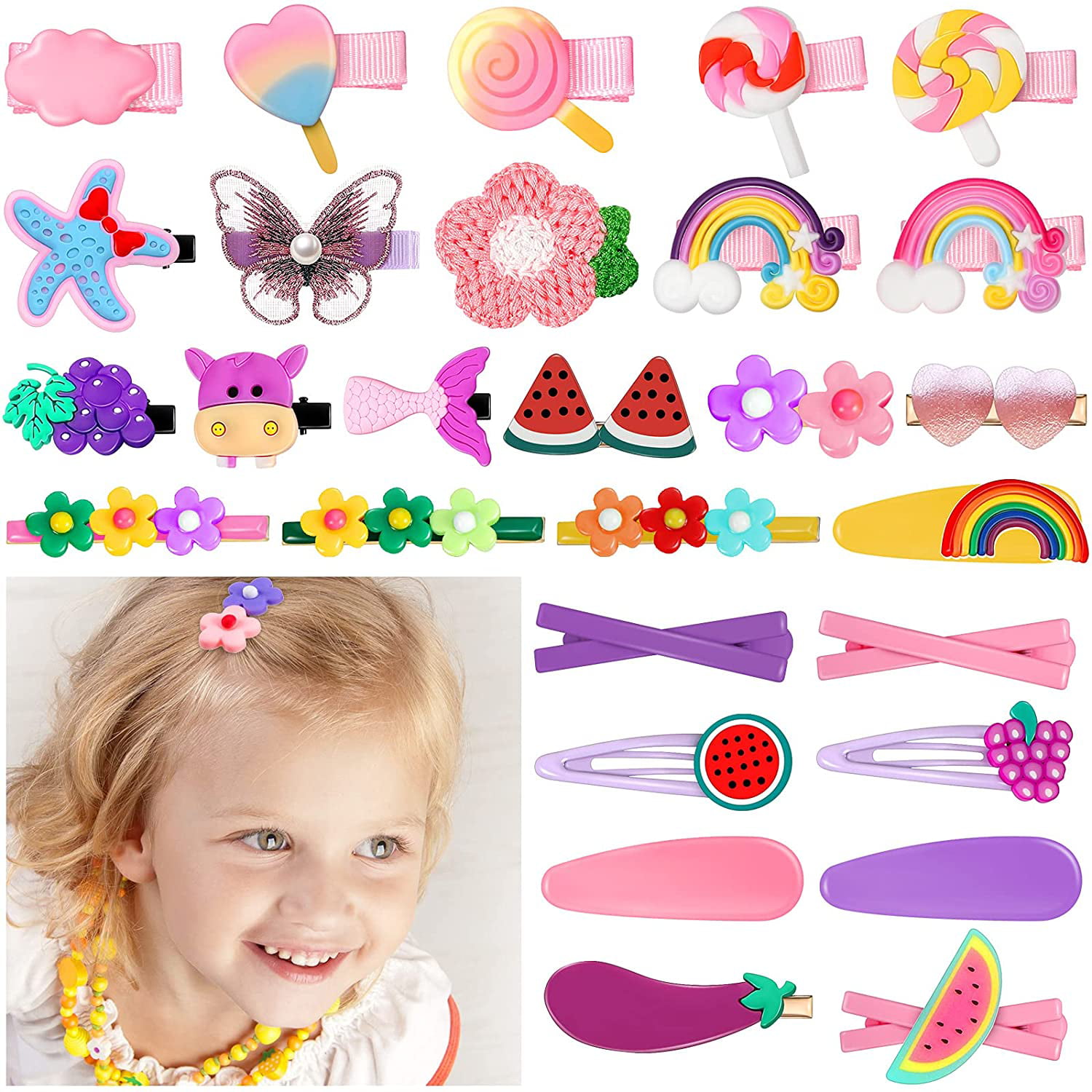 Baby Girls Strawberry Cartoon Pattern Snaps Hairpin Bow Accessories Hair Clips