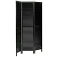 thumbnail image 2 of Oriental Furniture 6 ft. Tall Wooden Louvered Room Divider Black 3 Panel, 2 of 6