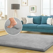 Teler Baby Play Mat for Floor, 59" X 79" Memory Foam Area Rug - 1" Thick Playpen Mat for Tummy Time, Non-Slip Backing Safe for Crawling(Grey)