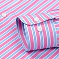 thumbnail image 6 of Mens Casual Striped Dress Shirts Stylish Long Sleeve Slim Fit Button Down Classic Shirt, Pink, Size XXXL, 6 of 7