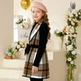 thumbnail image 6 of XIMIN Kid Girl's 3 Piece Outfits Plaid Flannel Waterfall Collar Flannel Belted Vest Coat Long Sleeve Mock Neck Tee Top and Leggings Fall Clothing Sets, 6 of 8