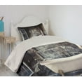 thumbnail image 2 of Ambesonne Retro Quilted Coverlet 2 Pcs, Flower Bouquet in Vase, Twin Size, White Brown Grey, 2 of 5