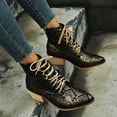 thumbnail image 5 of Tejiojio Fall Clearance Women's Square Heel Mid Heel Lace Up Serpentine Low Tube Boots Shoes, 5 of 7