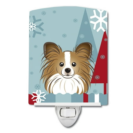 

Caroline s Treasures BB1744CNL Winter Holiday Papillon Ceramic Night Light 6x4x3 multicolor