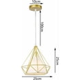 thumbnail image 4 of STOEX Lámpara de araña industrial Suspensión 25 cm, lámpara de techo pantalla Jaula diamante cordón ajustable (oro), 4 of 5