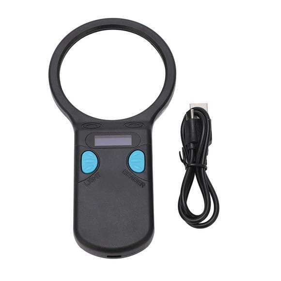 Pet Microchip Scanner with Magnifying Glass LED Light Animal RFID Chip Reader for Dog Cat Pig
