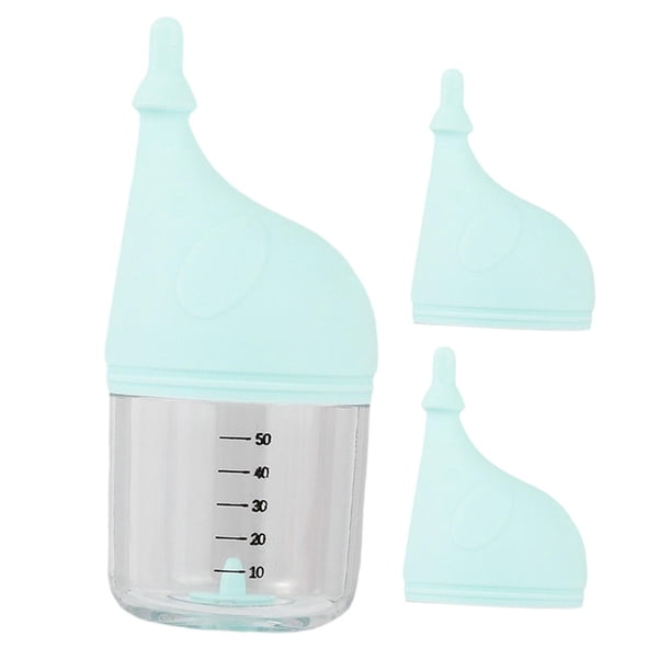 Kit de alimentación con biberón para gatitos, biberón portátil de 1,7 oz, tetinas reemplazables para Azul