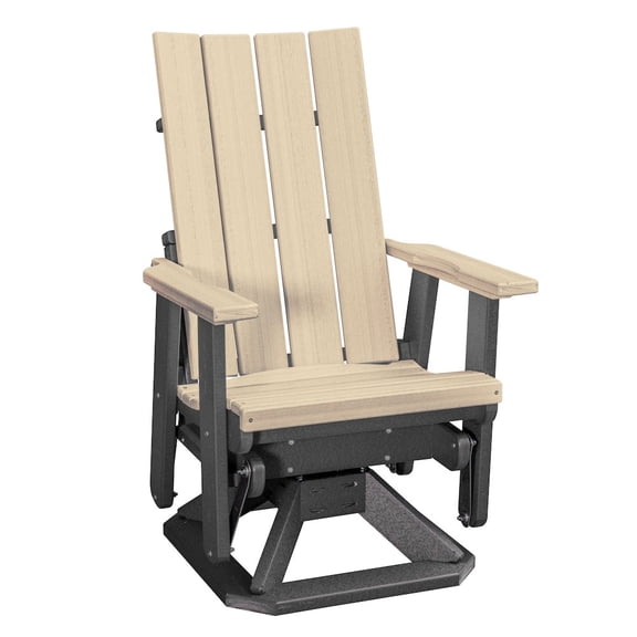 American Furniture Classics Brandon Swivel Glider in Weatherwood on a Black Base