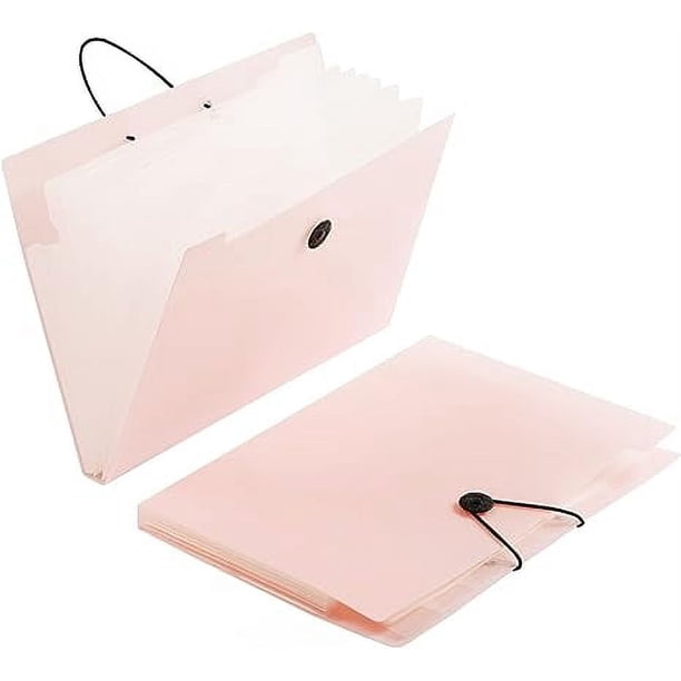 Xiao Hua Juego de 2 carpetas de plástico expandibles de 8 bolsillos, con 8 bolsillos, para archivar y archivar a diario, color rosa.