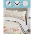 thumbnail image 4 of Quilts King Size, Beige Floral Spring Soft Comforter Bedding Set for Bed, Vintage Farmhouse Botanical Lightweight Quilted Bedspread with Pillow Cover(2 Pieces) for All Season, 96x106 Inch, 4 of 6