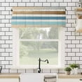 thumbnail image 4 of Abstract Gradient Stripe Valances for Windows Blue Brown Watercolor Rod Pocket Curtain Valance Window Treatment Short Curtains for Kitchen Living Room, 60"x18", 4 of 5